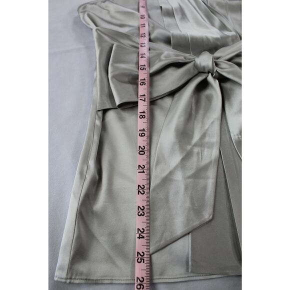 Ann Taylor Women's Silver Silk Blend Halter Top with Bow Tie Detail Size 10 - Picture 7 of 7